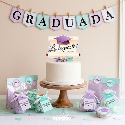 Kit imprimible graduación lavanda y menta