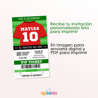 Invitacion Fiesta de Cumpleaños Futbol Soccer – personalizable
