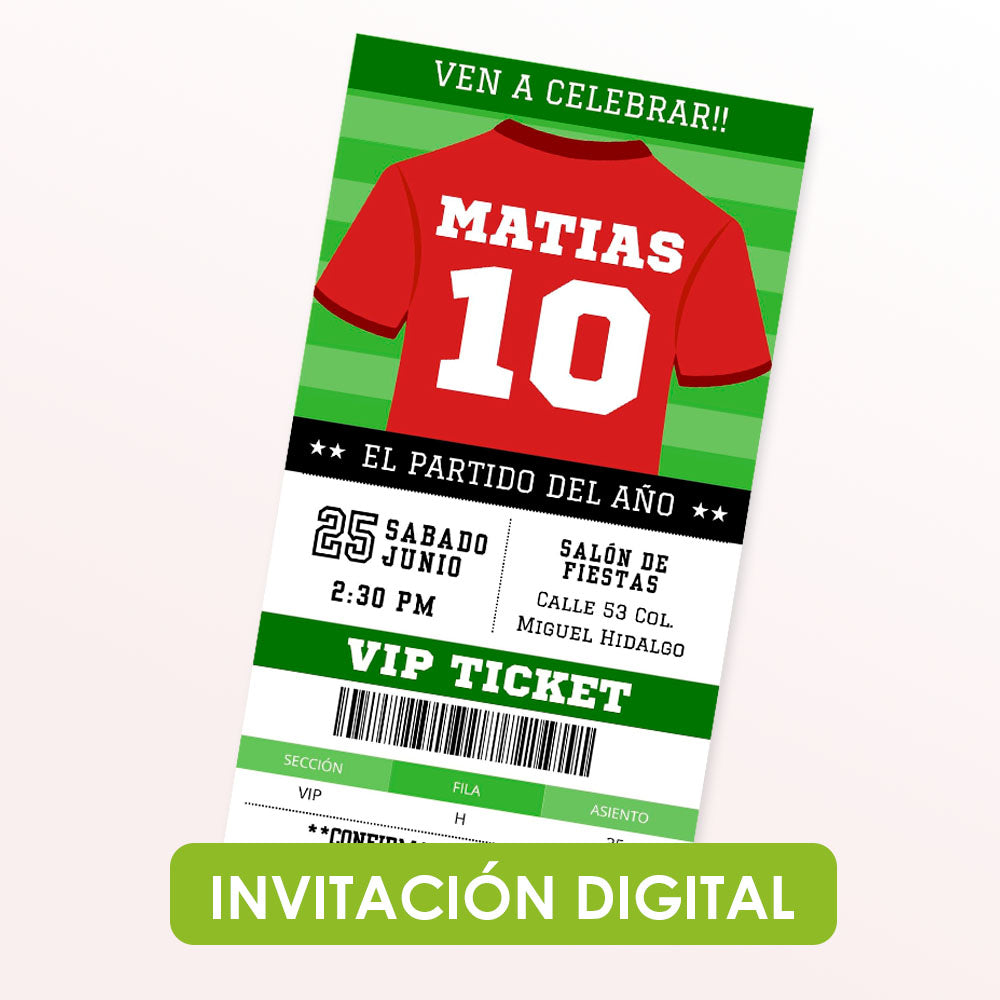 Invitacion Fiesta de Cumpleaños Futbol Soccer – personalizable