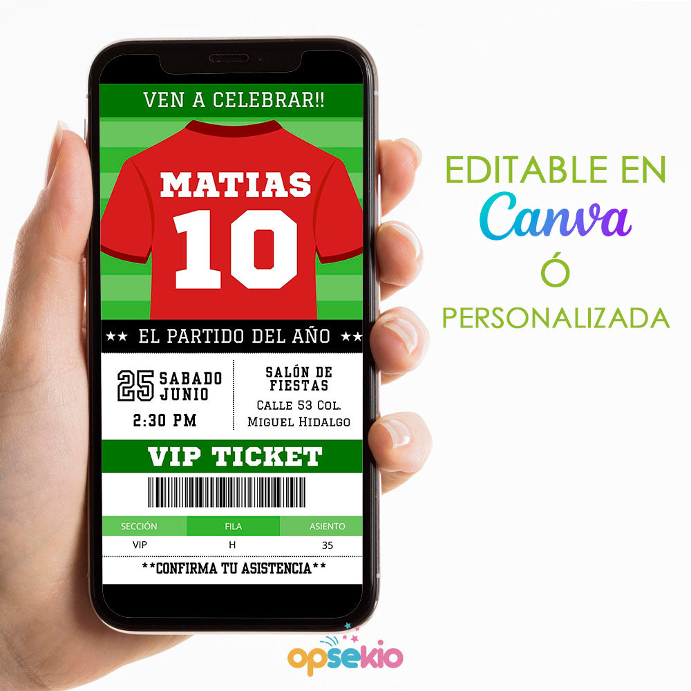 Invitacion Fiesta de Cumpleaños Futbol Soccer – personalizable
