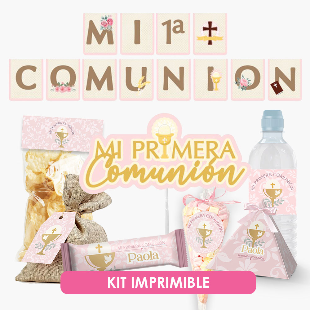 Decoración para Primera Comunión de Niña - Kit imprimible