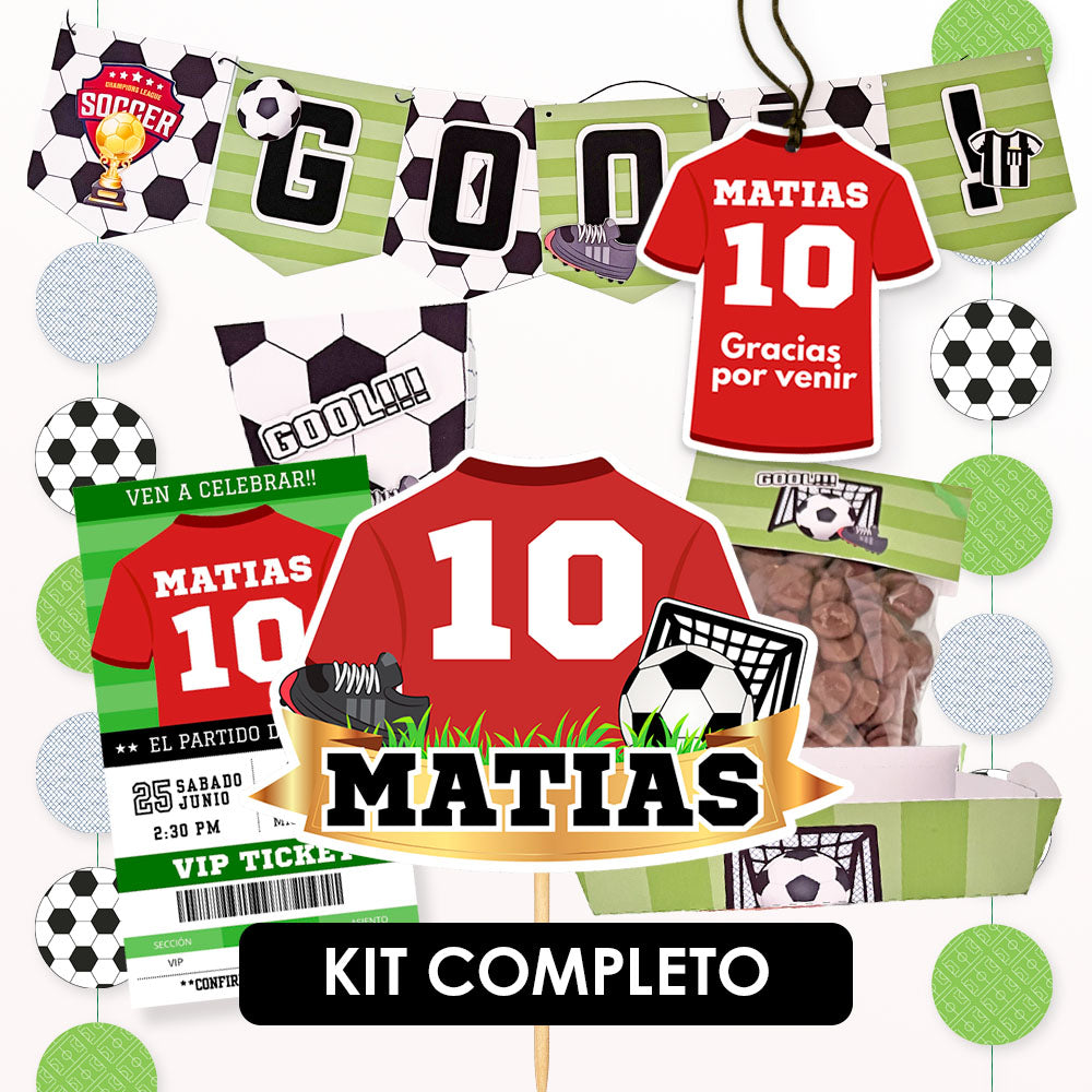 Kit Imprimible Fiesta Fútbol para Cumpleaños (Decoración + Candy Bar)