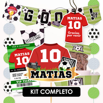 Kit Imprimible Fiesta Fútbol para Cumpleaños (Decoración + Candy Bar)