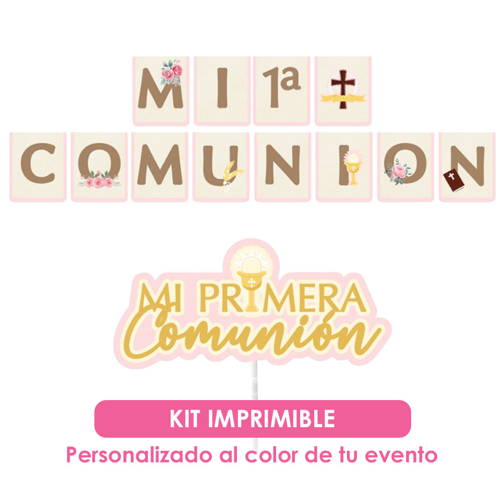 Decoración sencilla para primera comunión - Kit imprimible