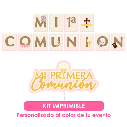Decoración sencilla para primera comunión - Kit imprimible