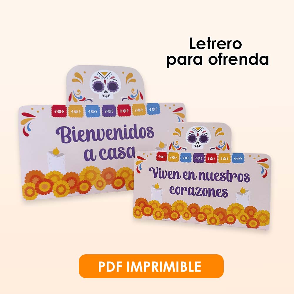 Letrero imprimible para altar Día de Muertos