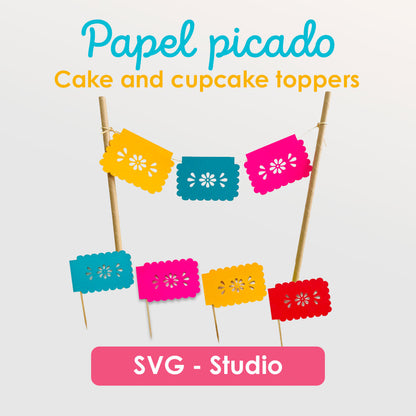 Papel picado SVG para cake topper y mini banderines