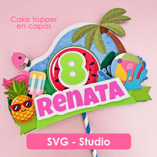 Pool party cake topper svg