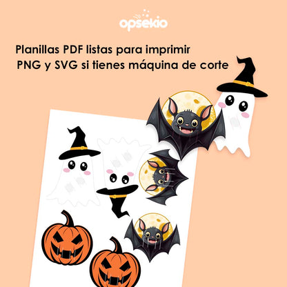 Porta Paletas Halloween — Calabaza, Fantasma y Murciélago
