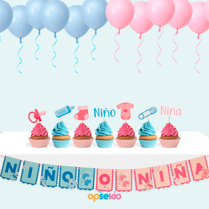 Decoración para revelacion de genero kit completo
