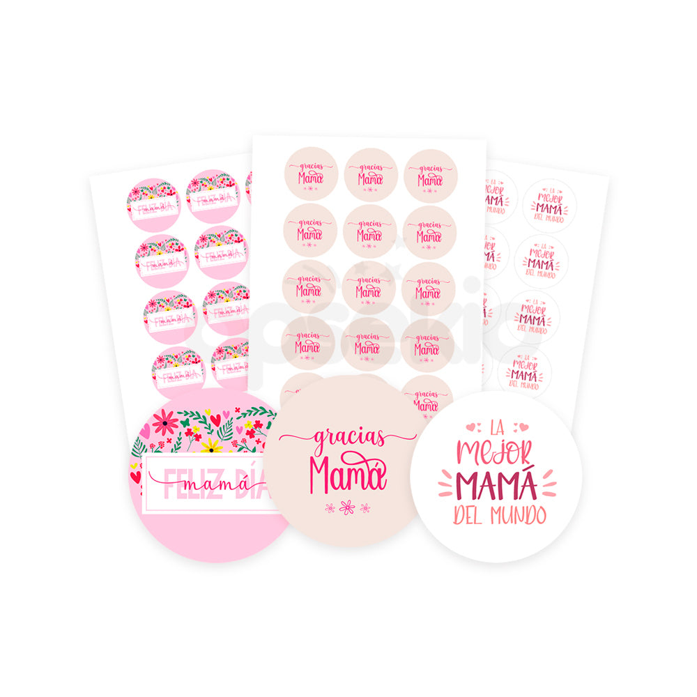 Etiquetas para imprimir día de las madres circulares