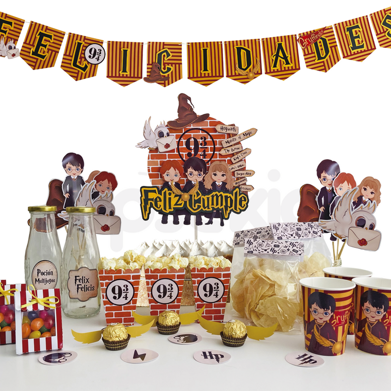 Fiesta tematica de harry potter kit completo (126 pzas)
