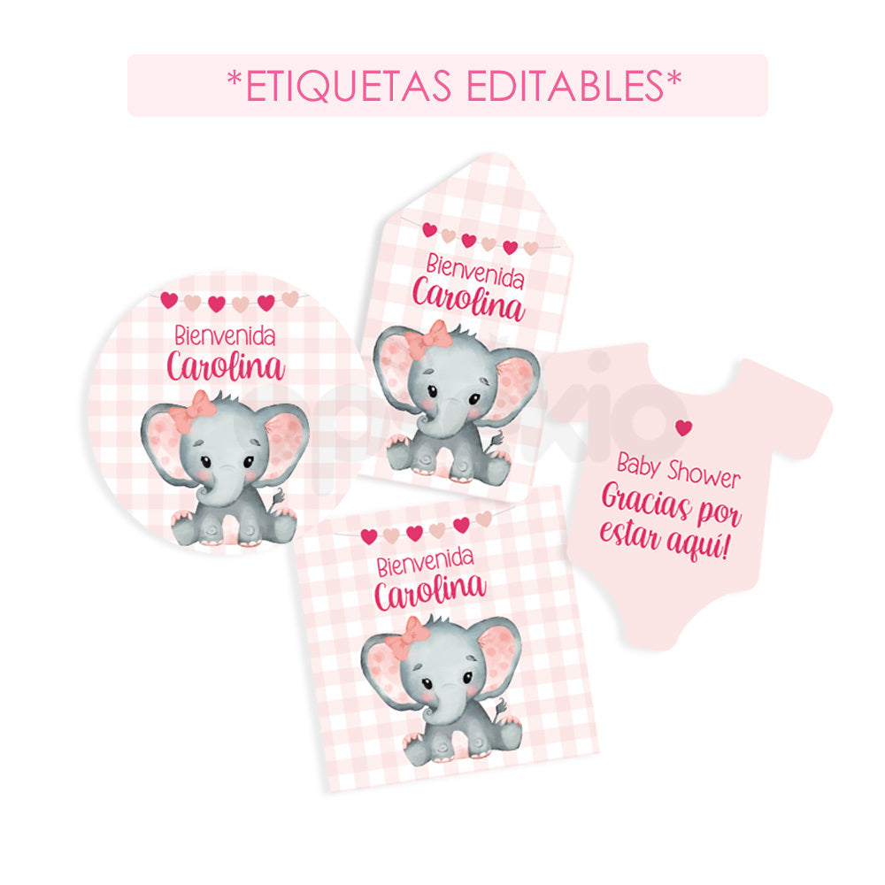 Etiquetas para imprimir baby shower niña