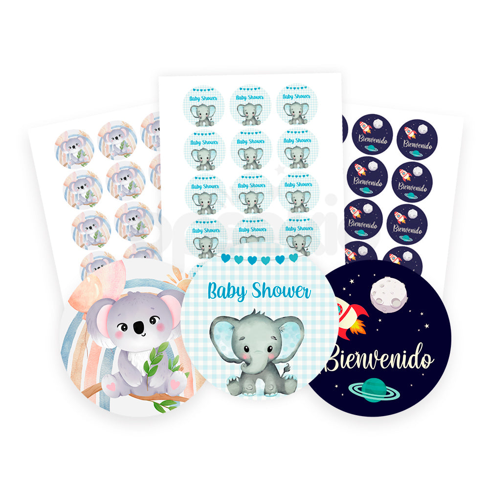 Etiquetas para imprimir baby shower niño