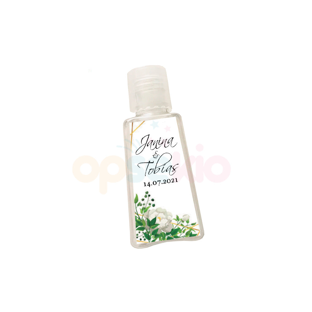 Recuerdo para boda gel antibacterial floral blanco (25pz)