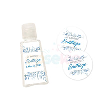 Gel y etiquetas para bautizo