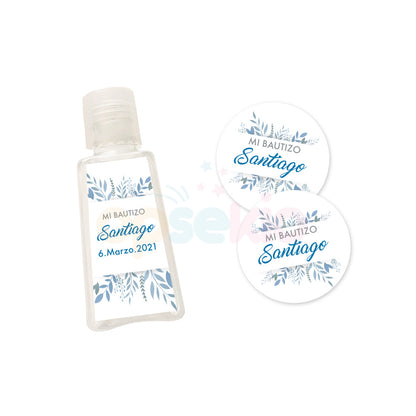 Gel y etiquetas para bautizo